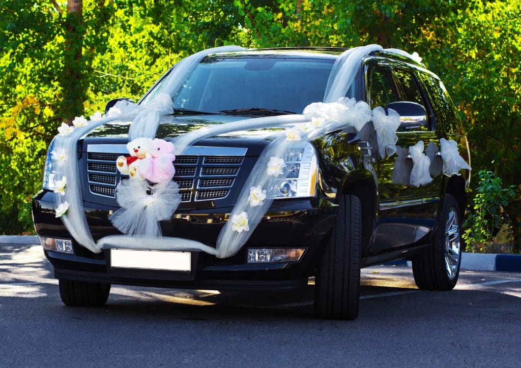 CMB Transport wedding SUV featuring custom decor for newlyweds and offering stylish and reliable wedding transportation across Minnesota